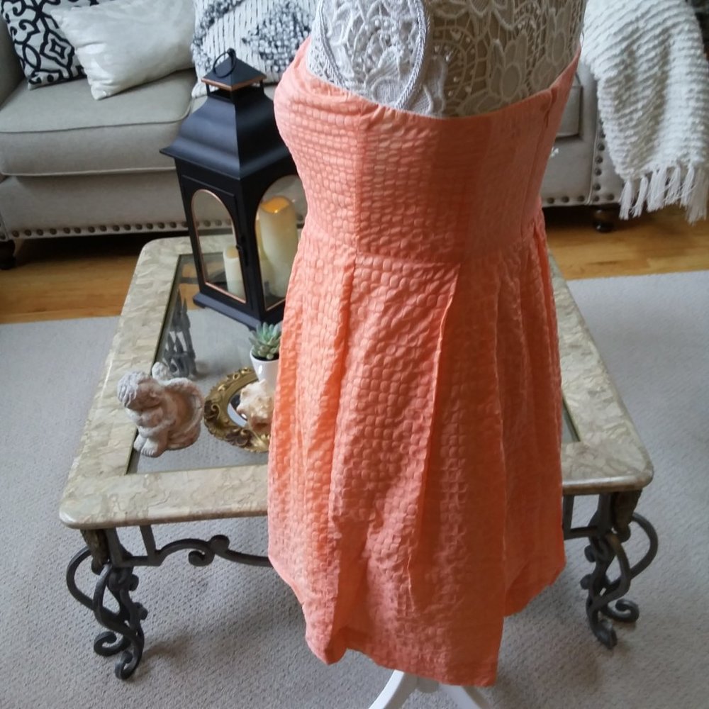 J CREW Strapless Feminine CORAL DRESS SZ 10 - Picture 3 of 3